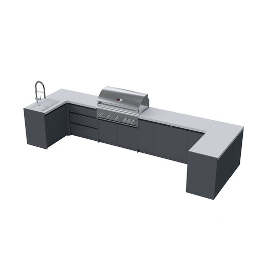 Whistler Fairford Outdoor Kitchen with Burford 5-Burner BBQ | 1.5m x 4.8m x 1.6m