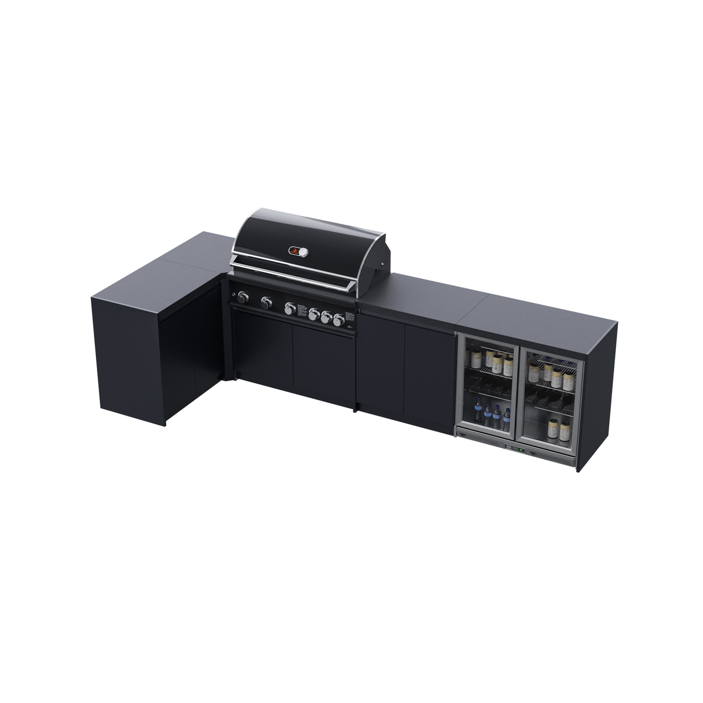 Whistler Fairford Black Outdoor Kitchen with Burford 5-Burner BBQ | 3.6M X 1.5M