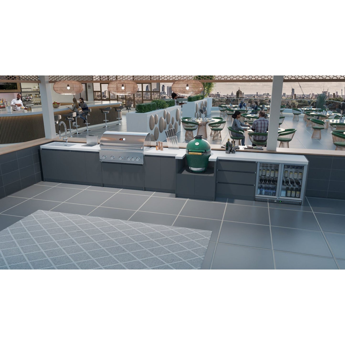 Whistler Fairford Grey Outdoor Kitchen with Burford 5-Burner BBQ | 6M