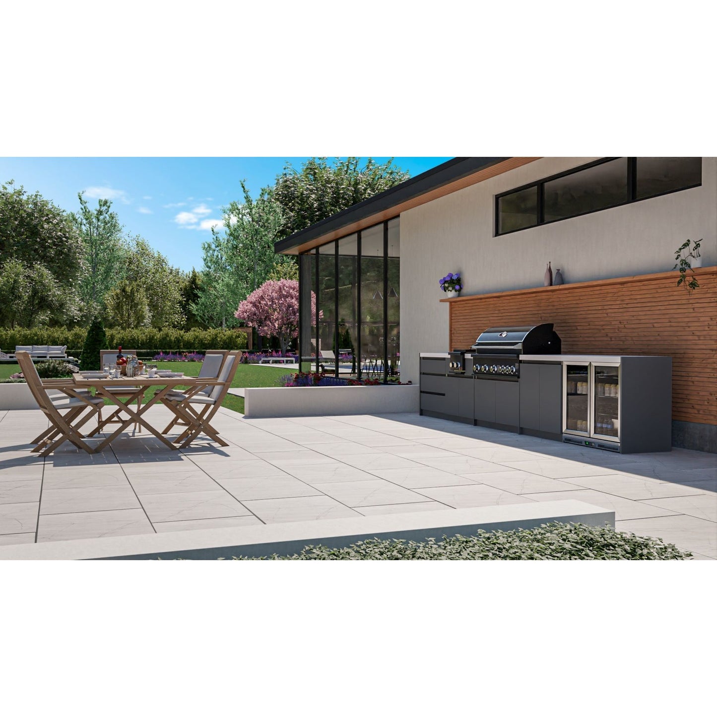Whistler Fairford Black Outdoor Kitchen with Burford 5 Burner BBQ | 4.5 M