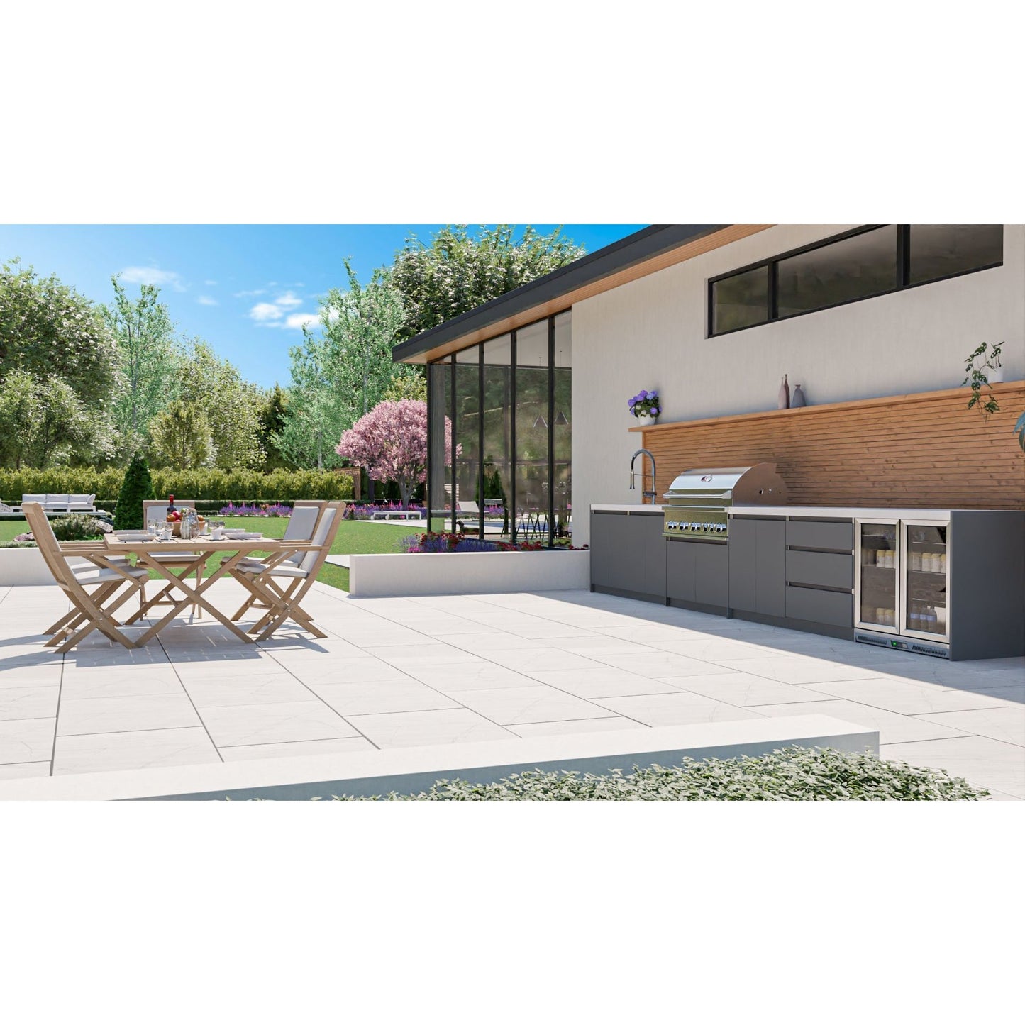 Whistler Fairford Grey Outdoor Kitchen with Burford 5-Burner BBQ | 4.5M