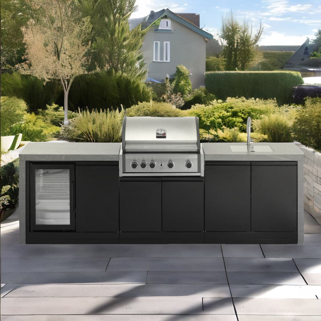 GrandPro 274 Pro Elite Outdoor Kitchen with Fridge + Sink Waterfall Edition