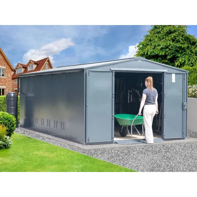 Asgard Metal Garden Workshop (Garrison Plus 3) 10x18 - Police Preferred Specification