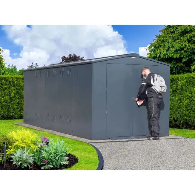 Asgard Motorcycle Storage Shed (Gladiator) 7ft 4" x 18ft 1" - Police Preferred Specification