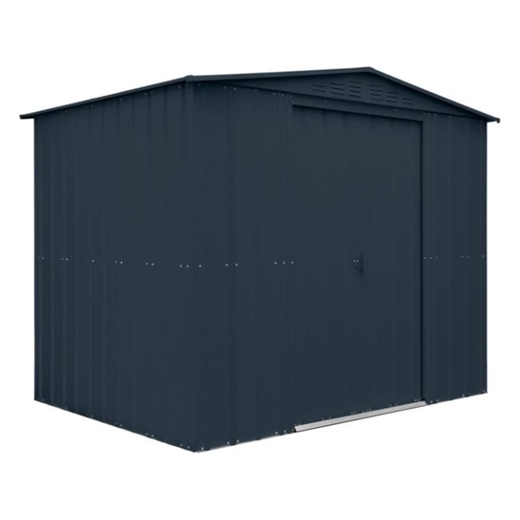 Globel Apex 8x6 metal garden sheds in grey
