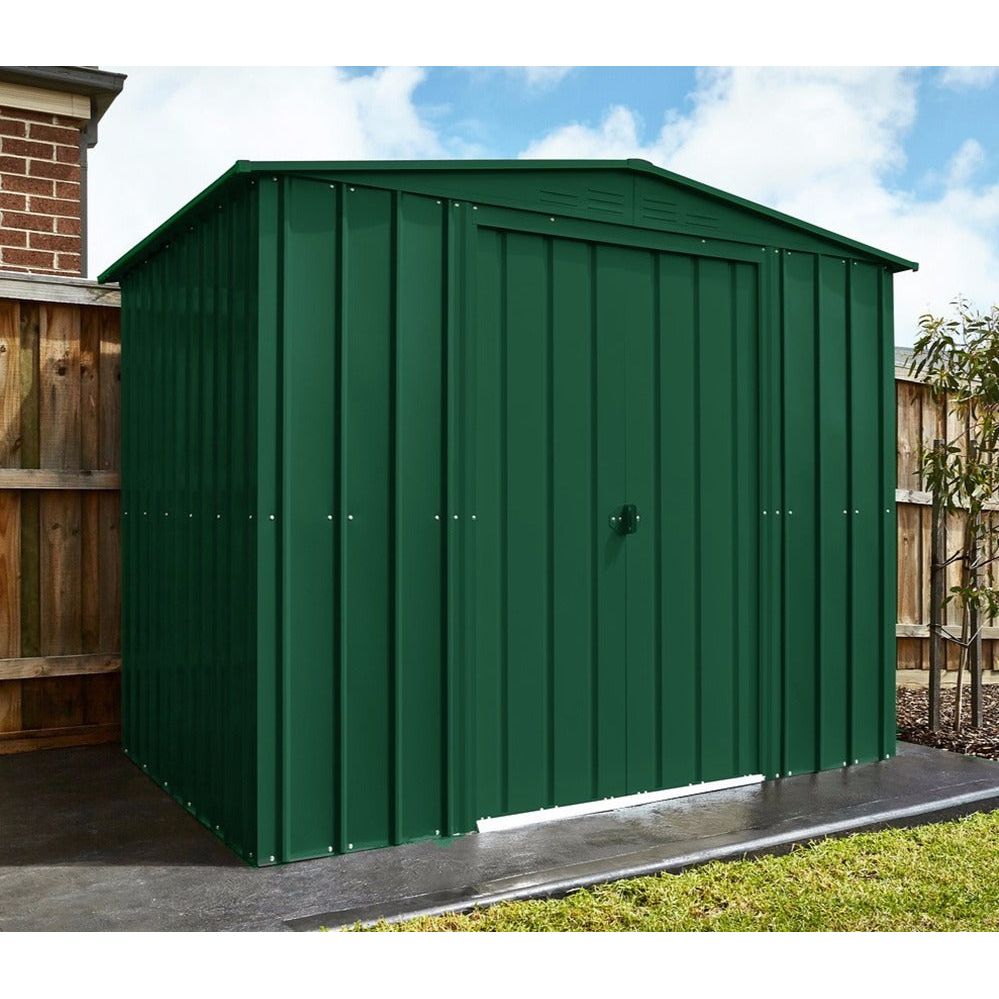 lobel Apex 8x6 metal garden sheds in green