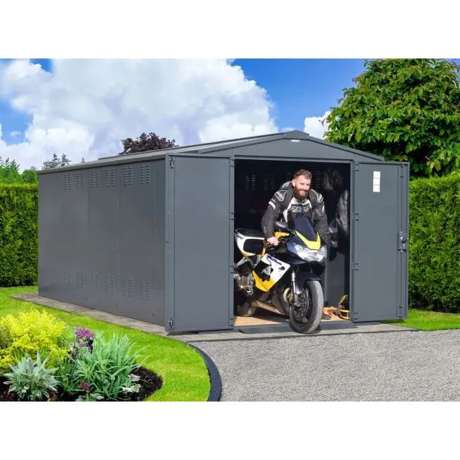 Asgard Motorcycle Storage Shed (Gladiator) 7ft 4" x 18ft 1" - Police Preferred Specification