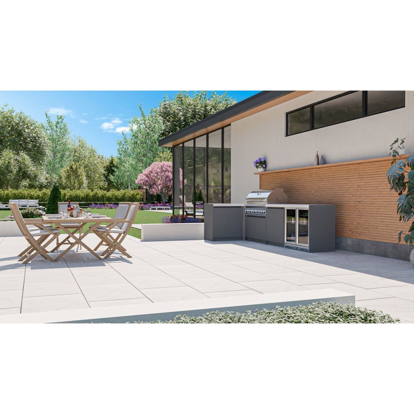 Whistler Fairford Grey Outdoor Kitchen with Burford 5-Burner BBQ | 3.6M X 1.5M
