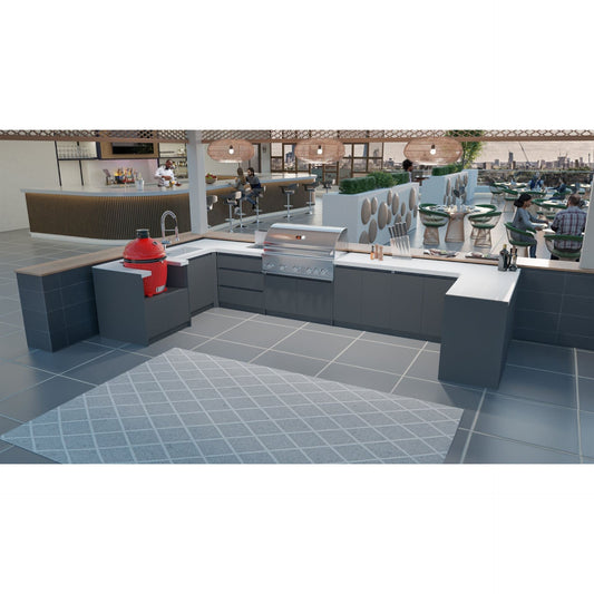 Whistler Fairford Grey Outdoor Kitchen with Burford 5-Burner BBQ | 2.3m x 4.8m x 1.6m