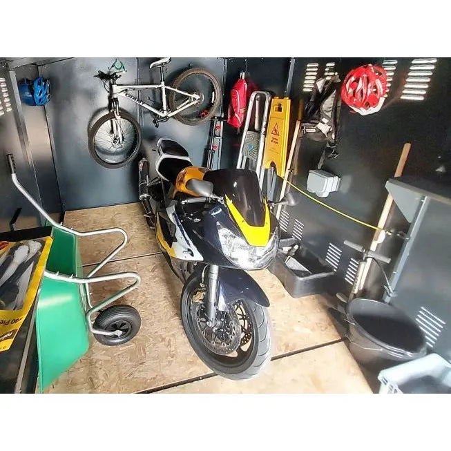 Asgard Motorcycle Storage Shed (Gladiator) 7ft 4" x 18ft 1" - Police Preferred Specification