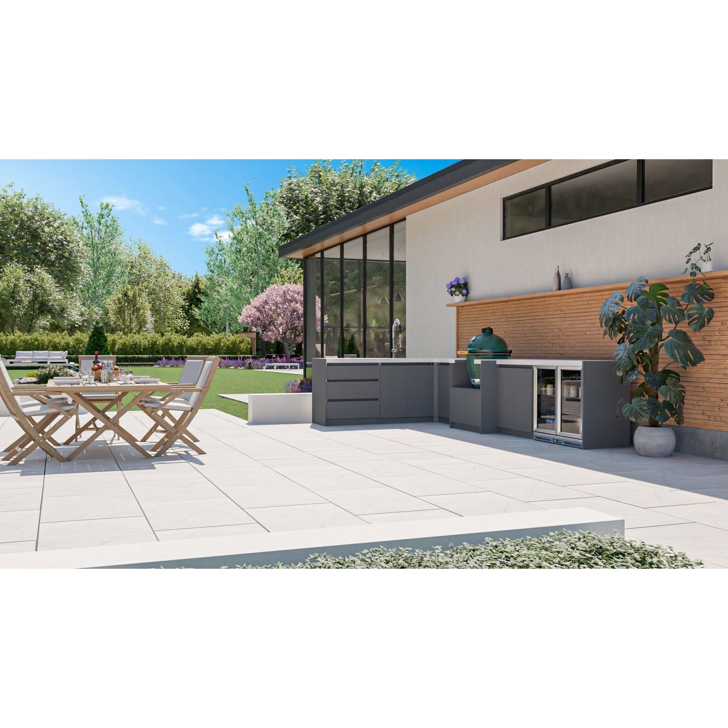 Whistler Fairford L-Shaped Grey Outdoor Kitchen | 2.3m x 4m
