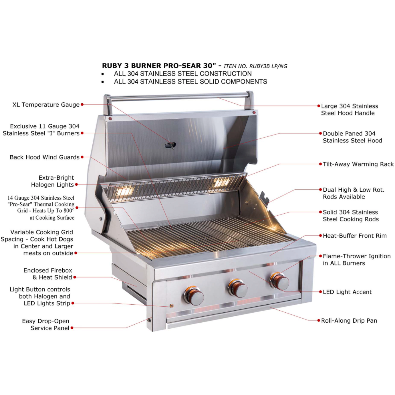 Sunstone Ruby Series 3 Burner Gas Grill