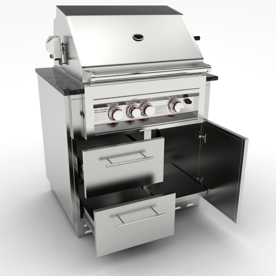 Sunstone Cabinet and 3 Burner Gas Grill