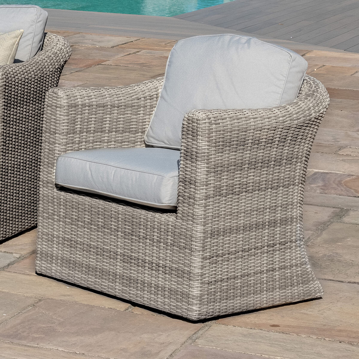 Maze Oxford Grey Rattan Large L shape Corner Garden Sofa Set with Armchair and Coffee Table