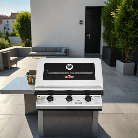 Beefeater 1200S series 3 burner built in gas bbq in a terrace