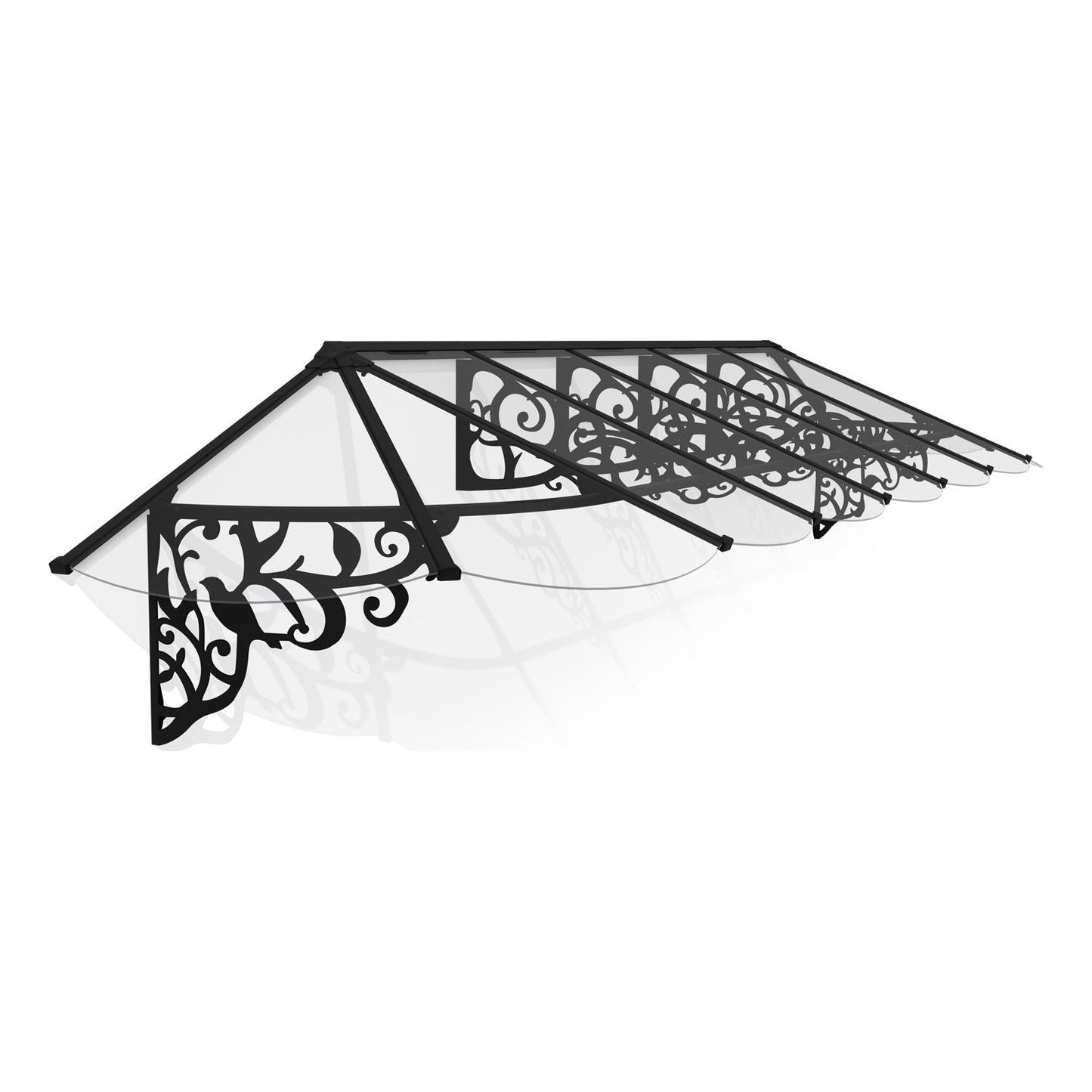 Canopia Lily Door Canopy - Black Aluminium Frame & Clear Polycarbonate