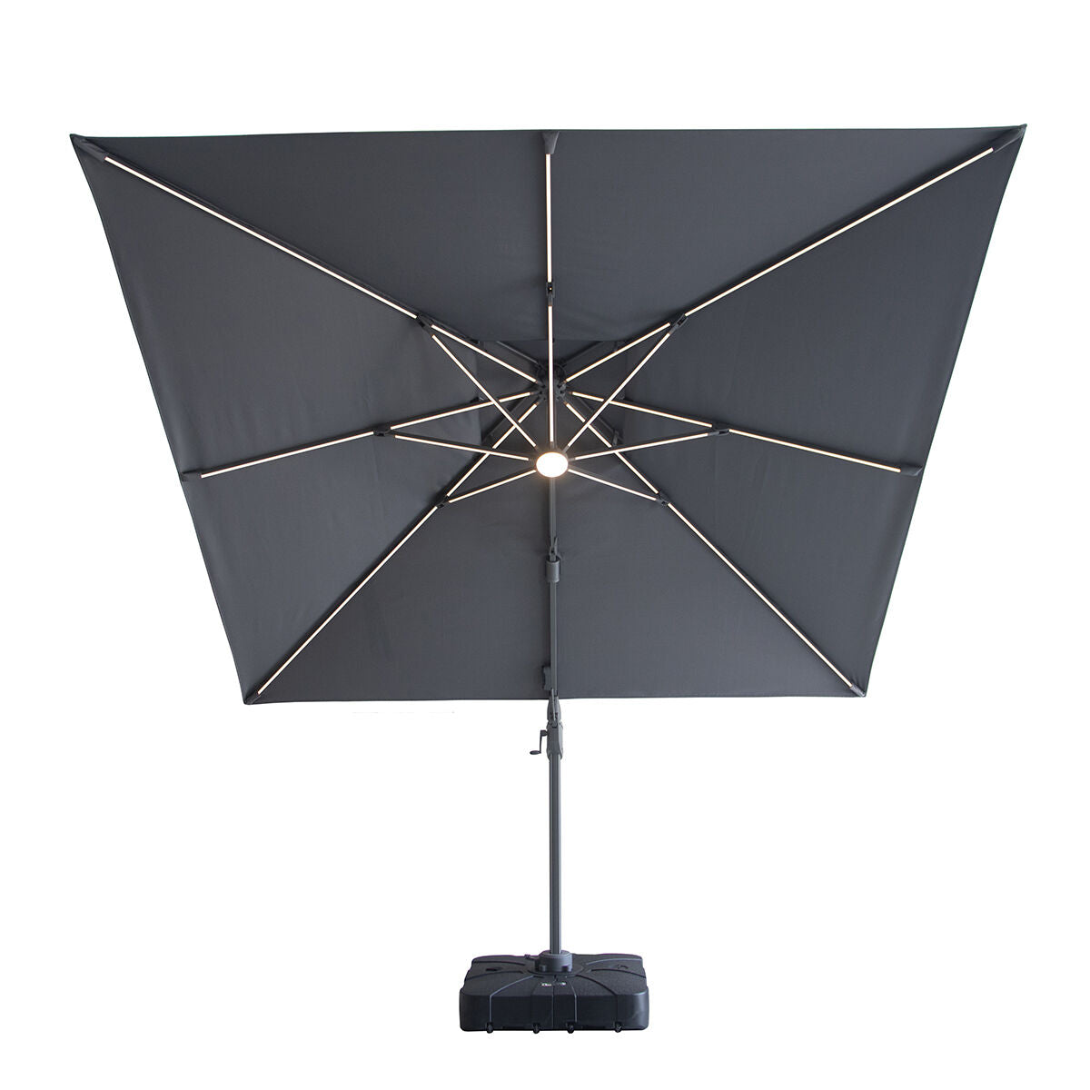 Maze Apollo LED 3m x 3m Square Rotating Cantilever Parasol With Base