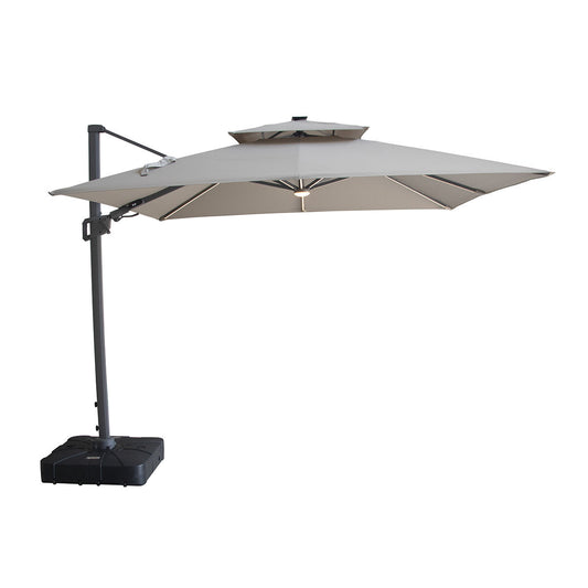 Maze Apollo LED 3m x 3m Square Rotating Cantilever Parasol With Base