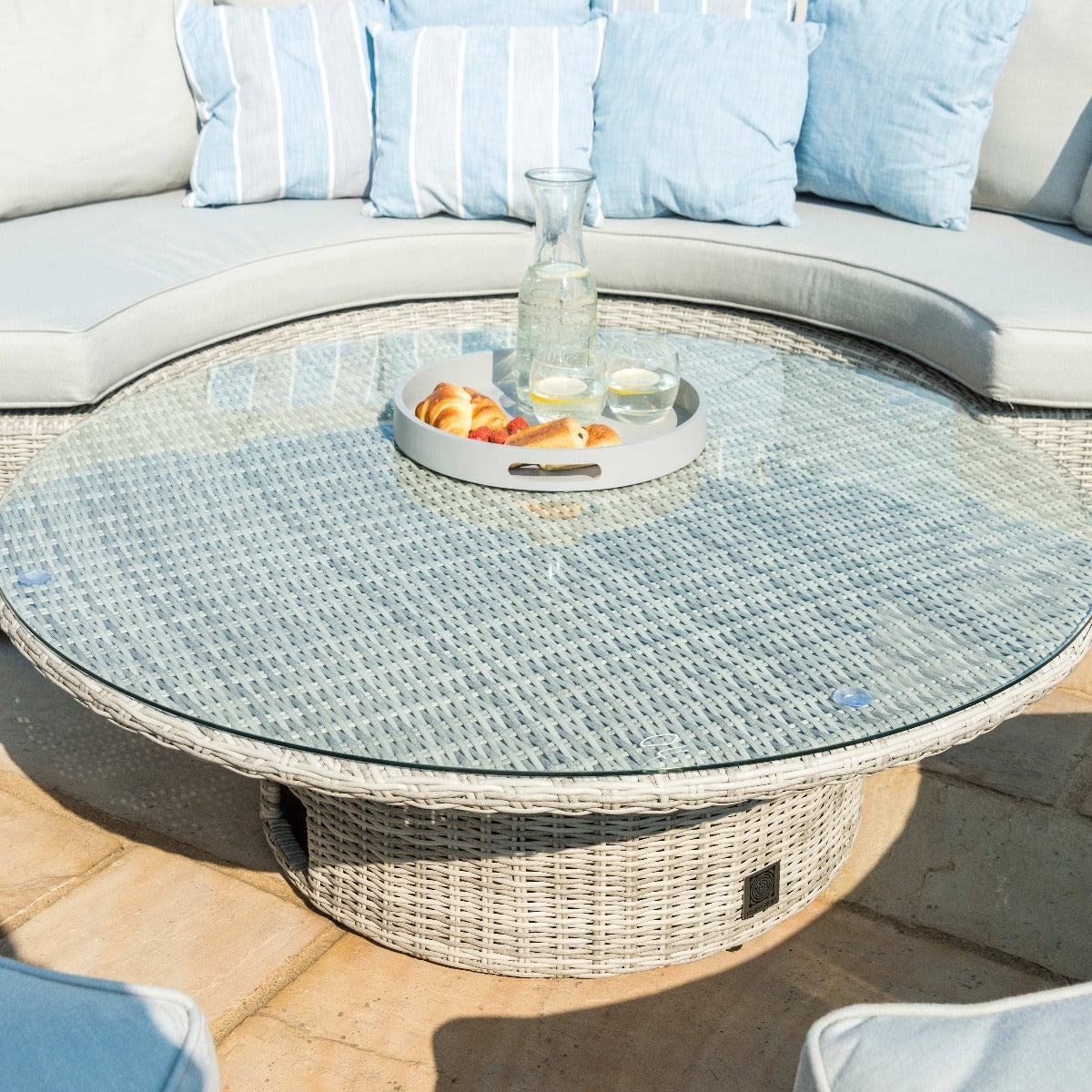 Maze Oxford Grey Rattan Lifestyle casual Dining With Round Rising Table