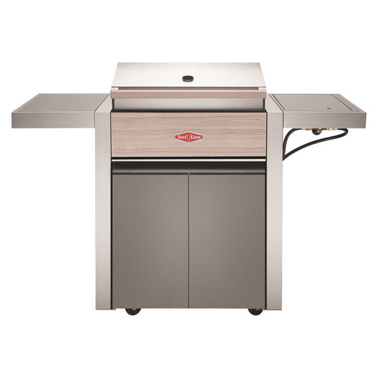 Beefeater 1500 Series 3 Burner Gas BBQ with Trolley and side Burner from the front hood closed