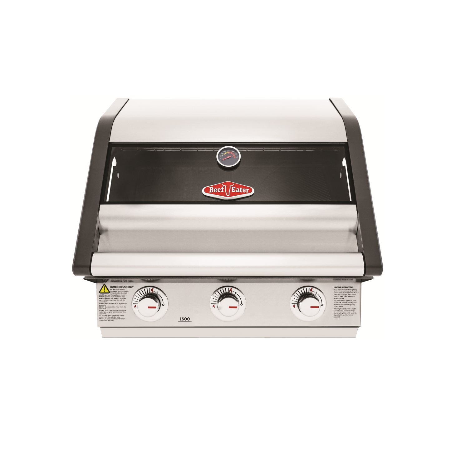 Beefeater 1600S series 3 burner built in gas bbq hood closed front