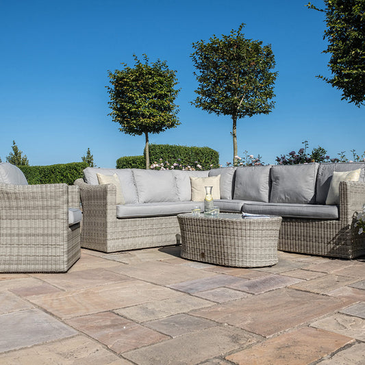 Maze Oxford Grey Rattan Large L shape Corner Garden Sofa Set with Armchair and Coffee Table