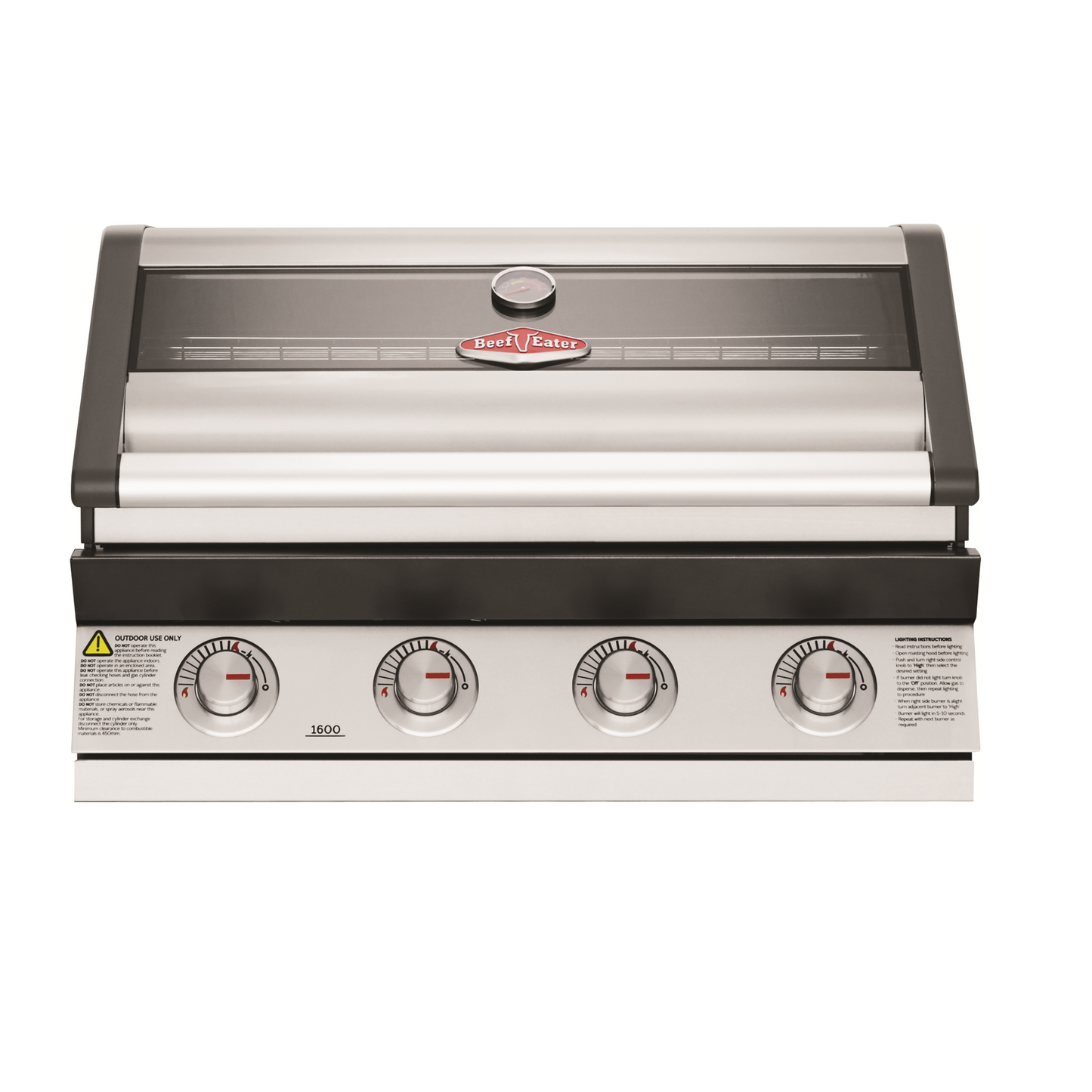 Beefeater 1600S series 4 burner built in gas bbq hood closed front