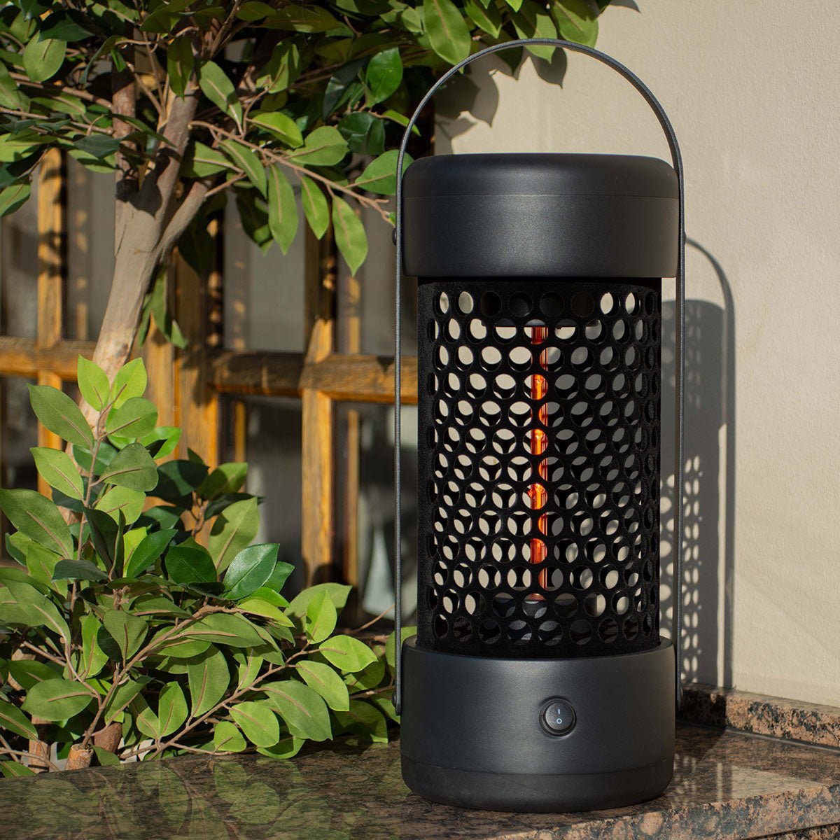 800W Luna Medium Portable Electric Patio Heater - Modern Rattan