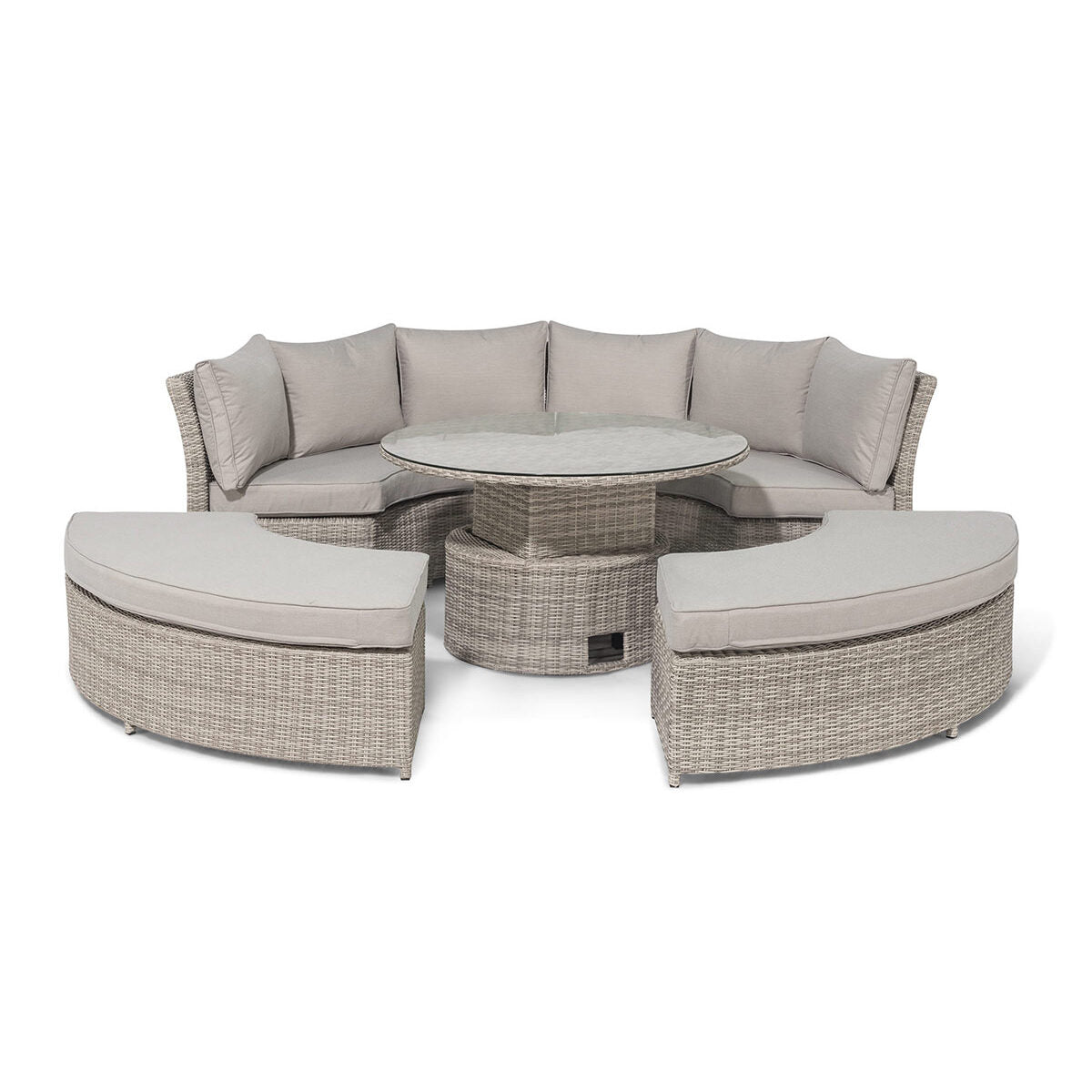 Maze Oxford Grey Rattan Lifestyle casual Dining With Round Rising Table