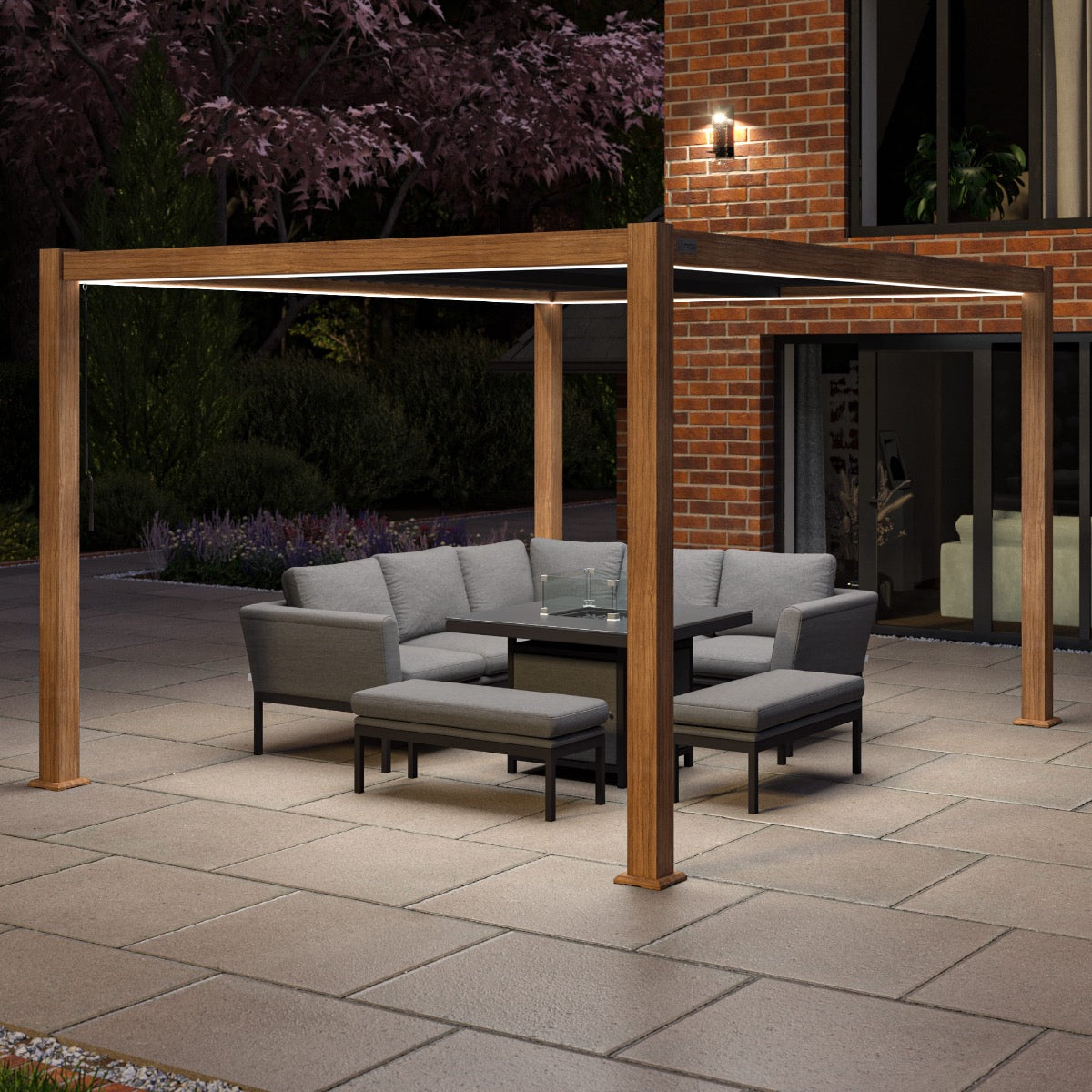 Maze Como Aluminium Pergola Frame Only With LED Lighting