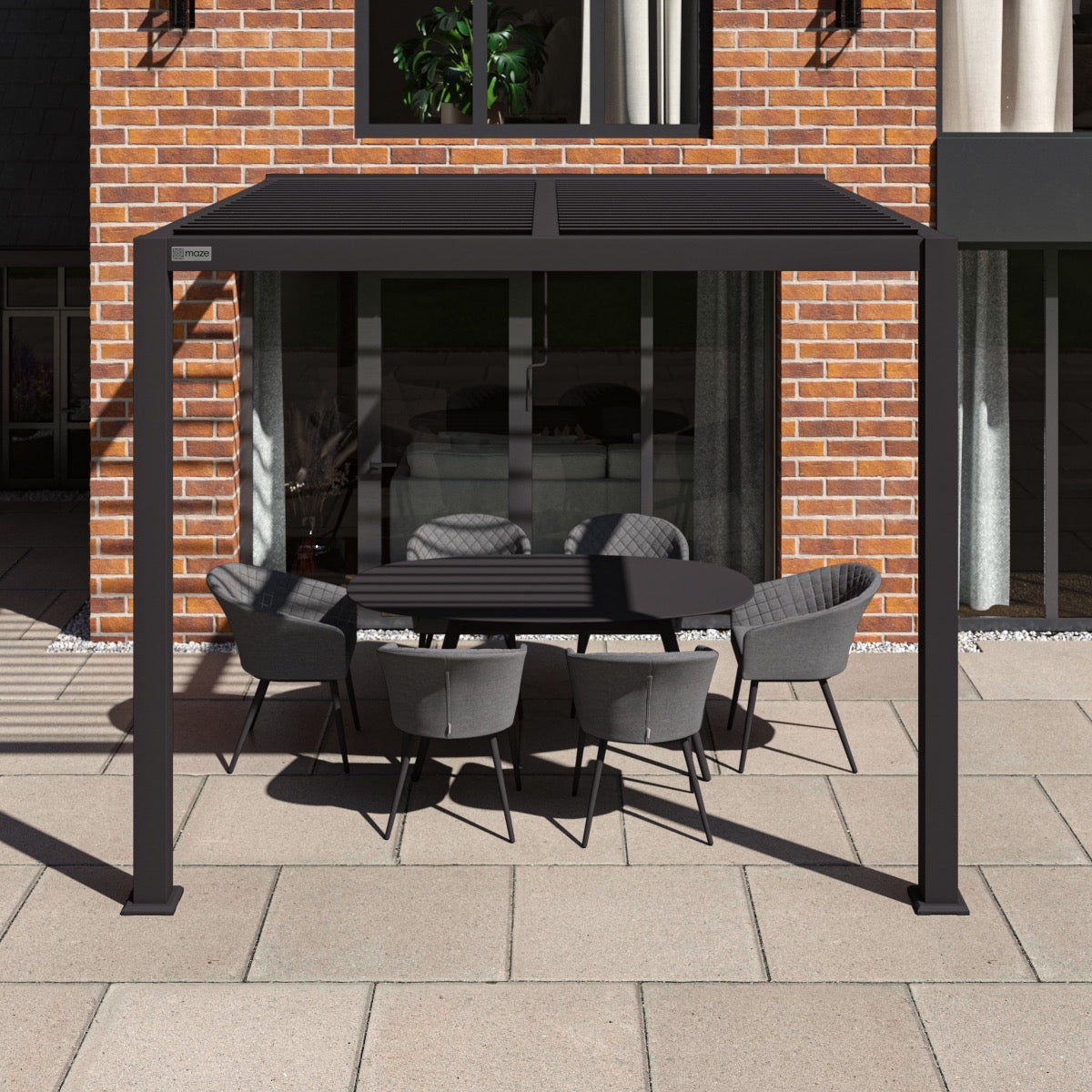 Maze Como Lean-To Wall Grey Aluminium Pergola - Frame Only