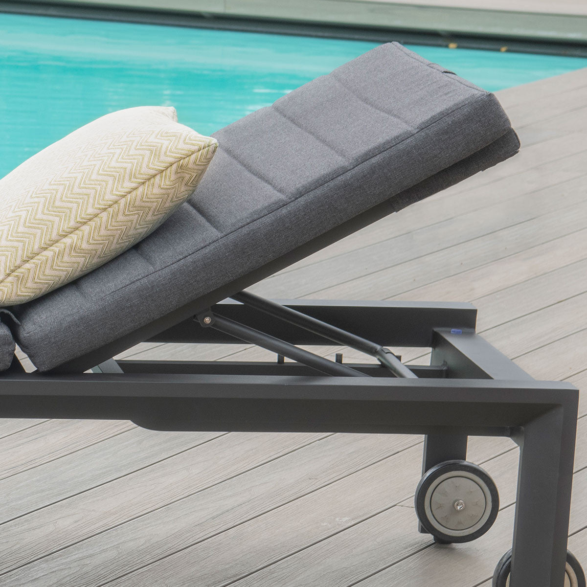 Manhattan Grey Aluminium Garden Sunlounger with Adjustable Back