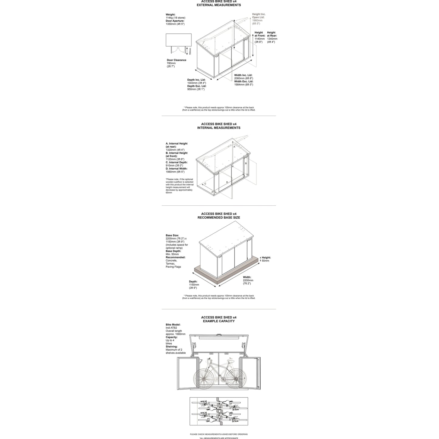 Asgard 7’ x 3’4” Metal Bike Shed x 4 -The Access