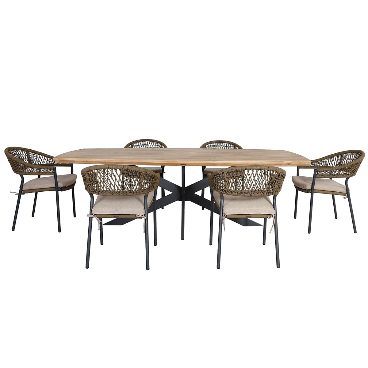 Maze -  Bali 6 Seat Oval Dining Set + Free Cover