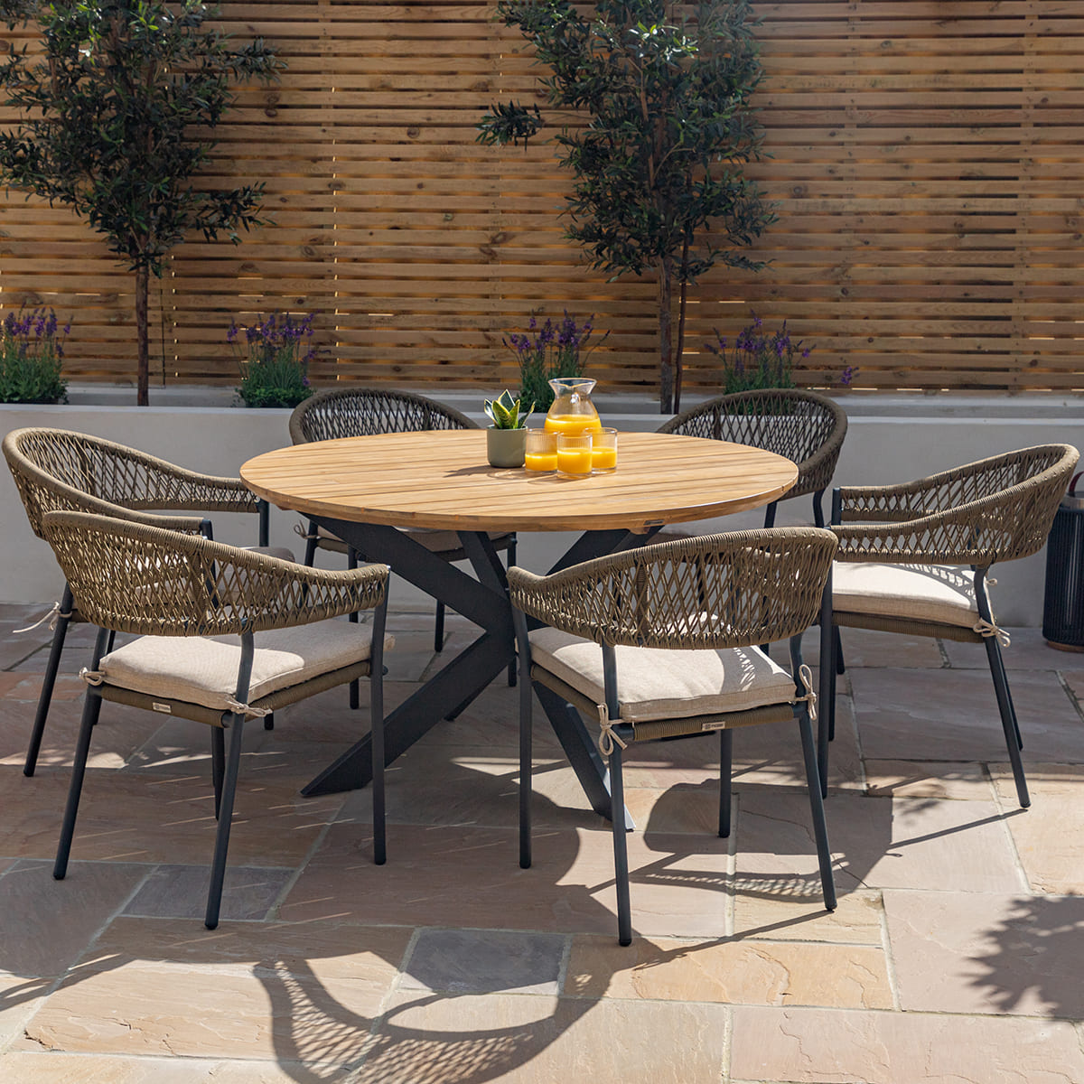 Maze -  Bali 6 Seat Round Dining Set + Free Cover