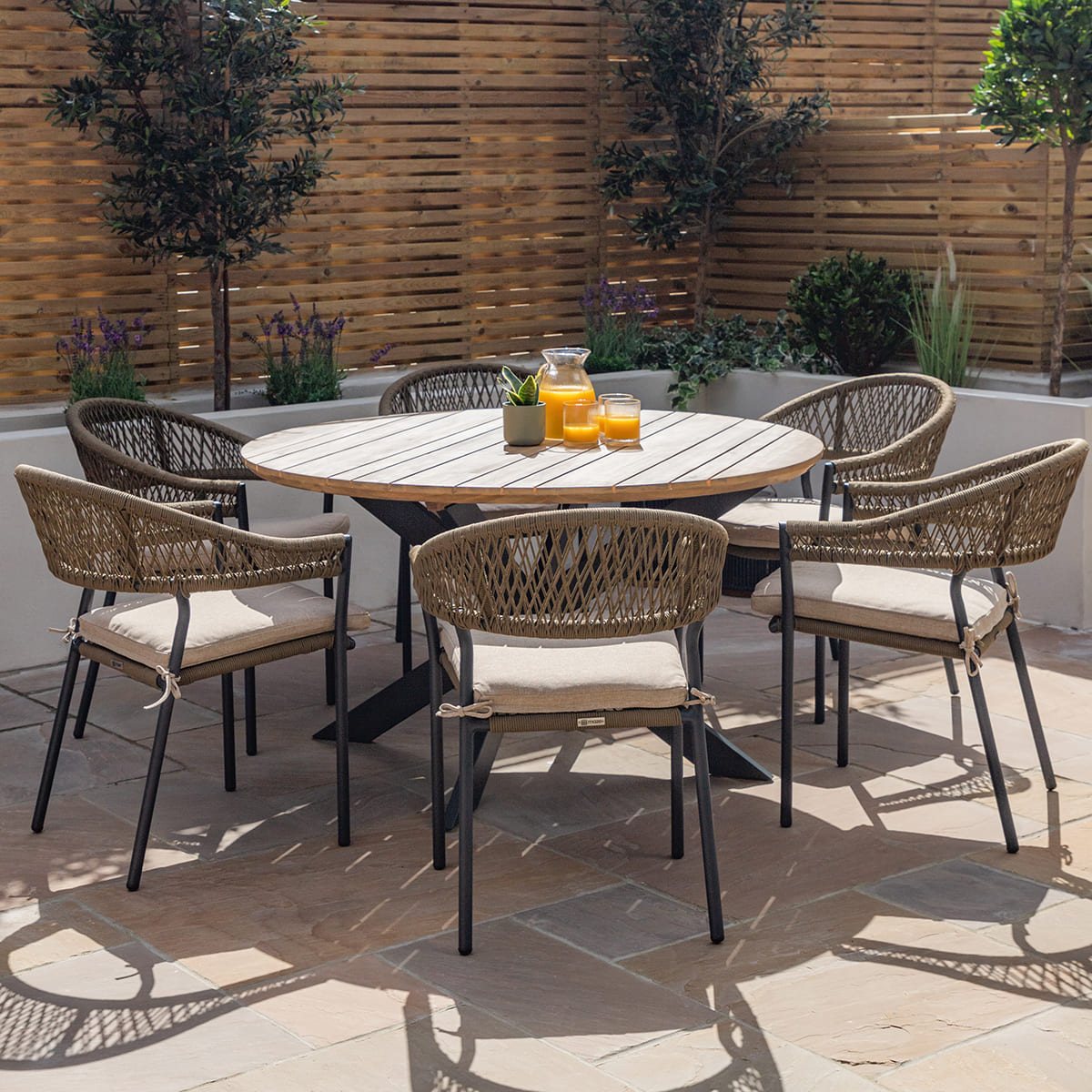 Maze -  Bali 6 Seat Round Dining Set + Free Cover