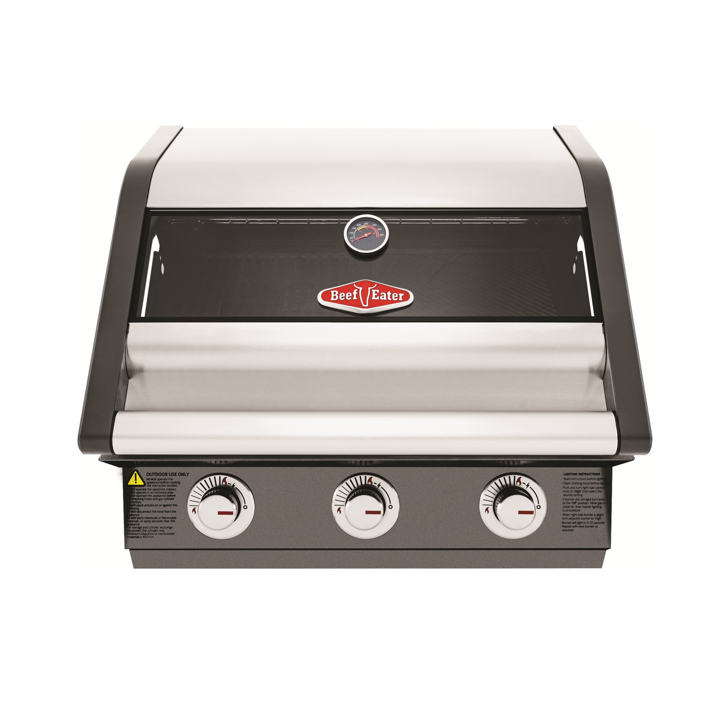 Beefeater 1600E series 3 burner built in gas bbq hood closed front