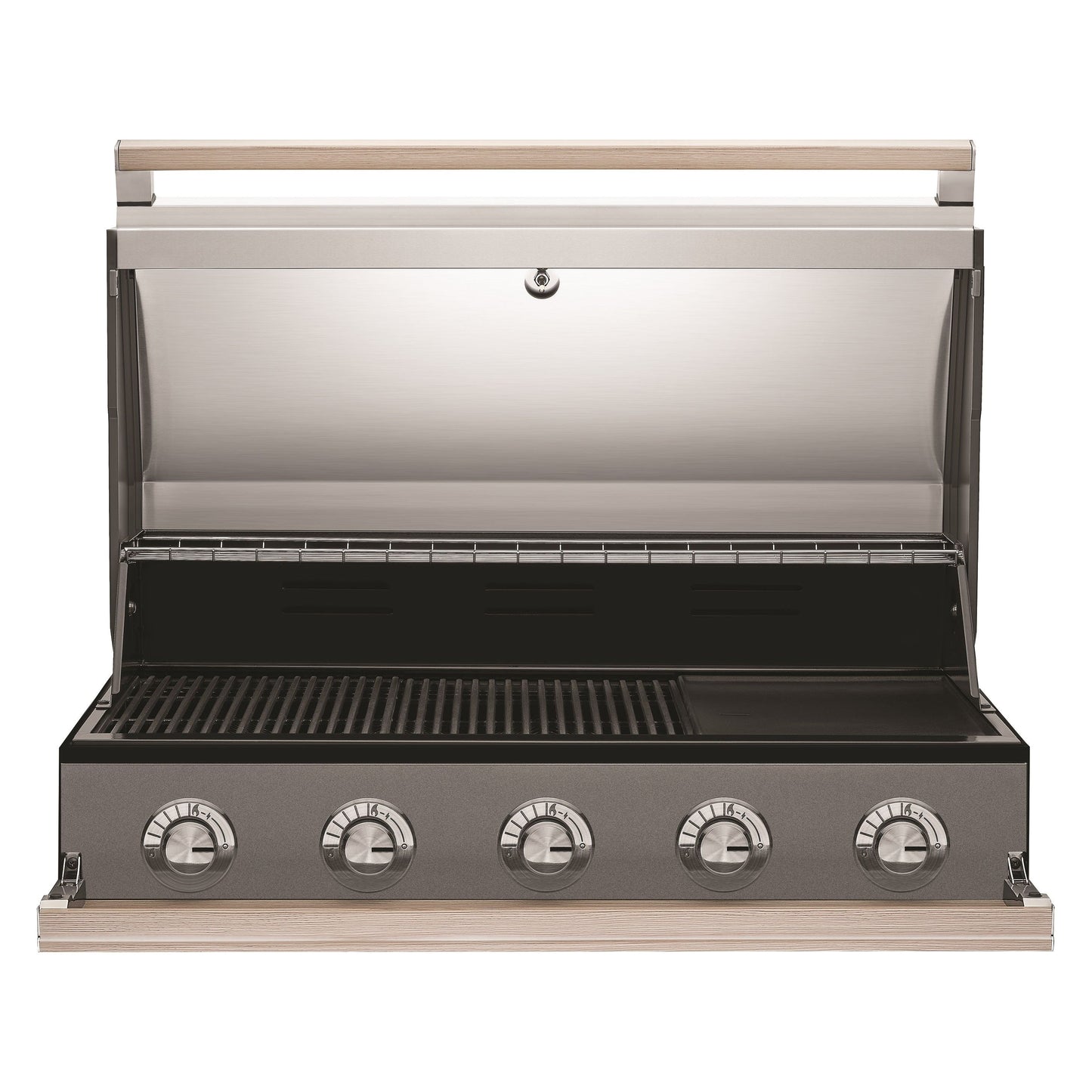 Beefeater 1500 series 5 burner built in gas bbq hood open front