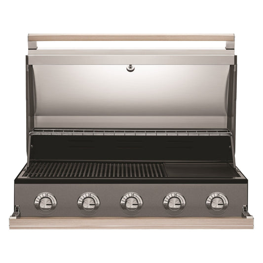 Beefeater 1500 series 5 burner built in gas bbq hood open front