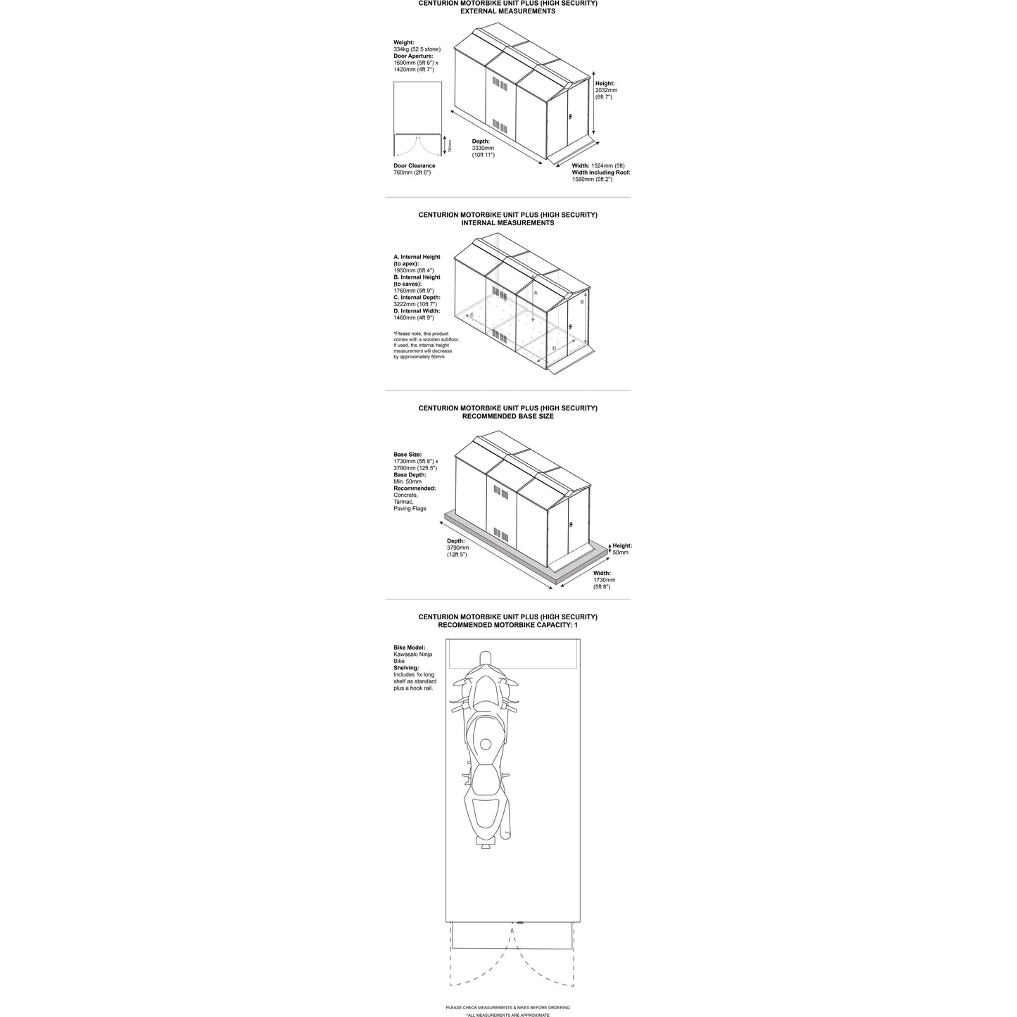 Asgard Motorcycle Storage Shed (Centurion) 5ft 2" x 10ft 11" - Police Preferred Specification