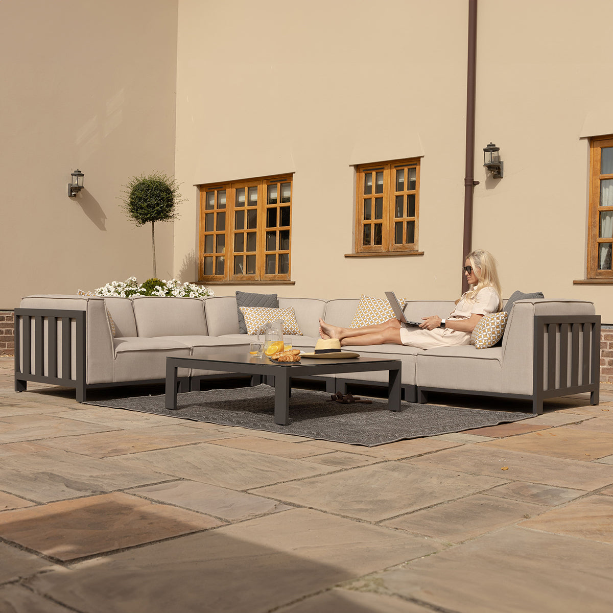 Ibiza Medium Corner Sofa Set With Square Table + Free Cover