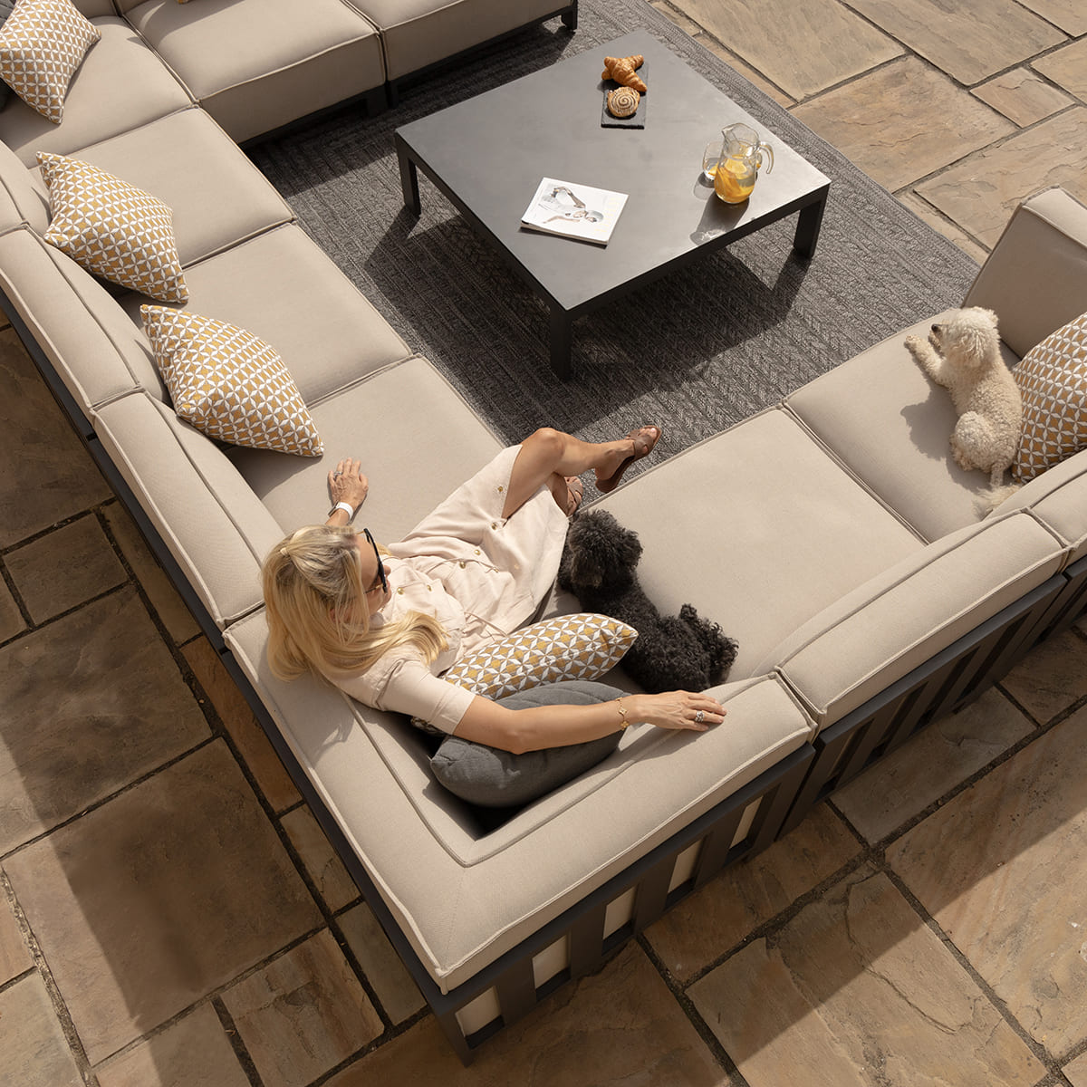 Ibiza U Shape Sofa Set With Square Table + Free Cover