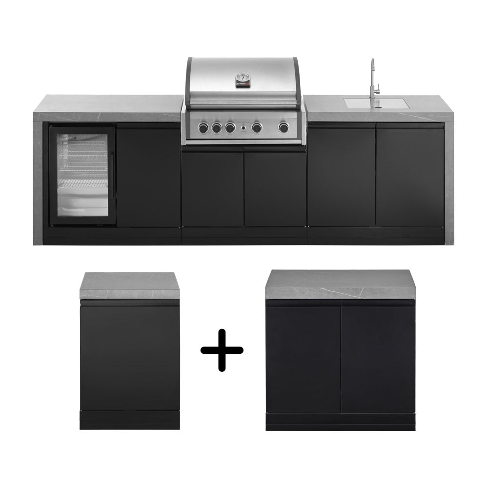 GrandPro 274 Pro Elite Outdoor Kitchen with Fridge + Sink Waterfall Edition