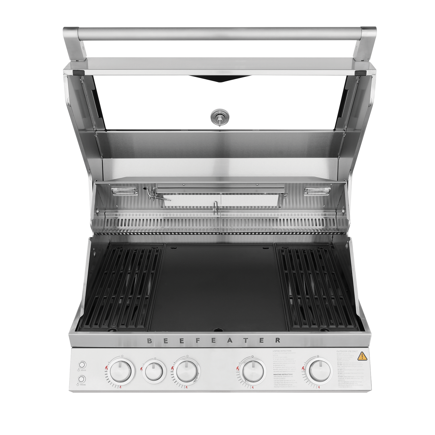 Beefeater premium 7000 series 4 burner built in gas bbq hood open front