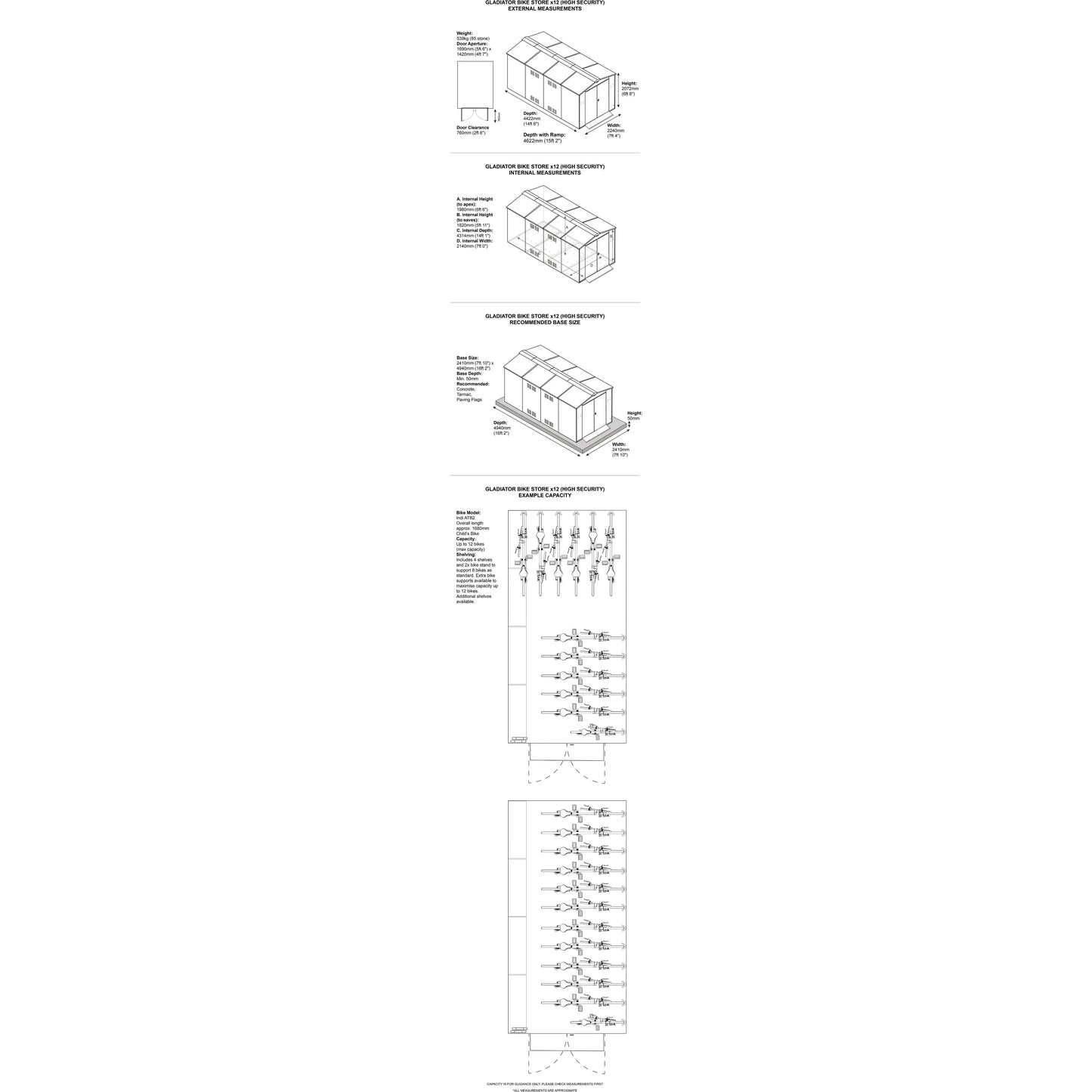 Asgard Cycle Storage (Gladiator) 12 bikes (7x14) - Police Preferred Specification