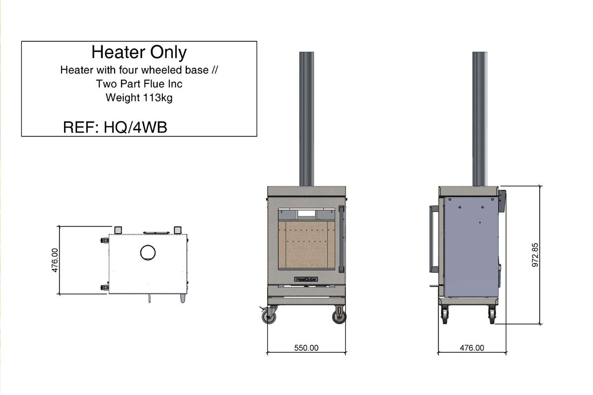 HeatQube Heater Only: 4-Wheel Base