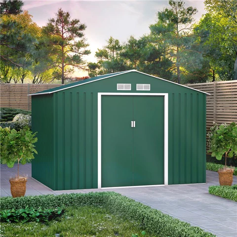 Lotus Orion 9x8 Apex Green Metal Shed With Foundation Kit