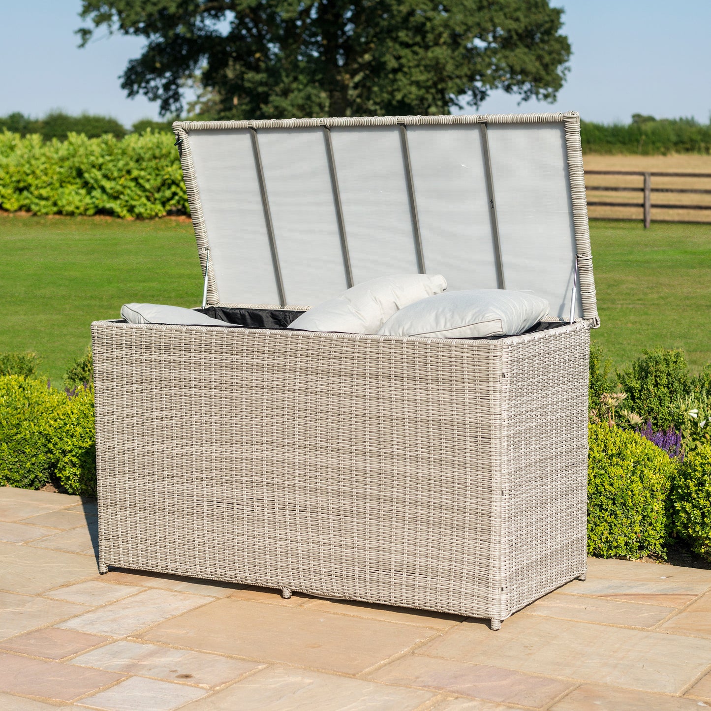 Maze Oxford Grey Rattan Large Outdoor cushion storage box