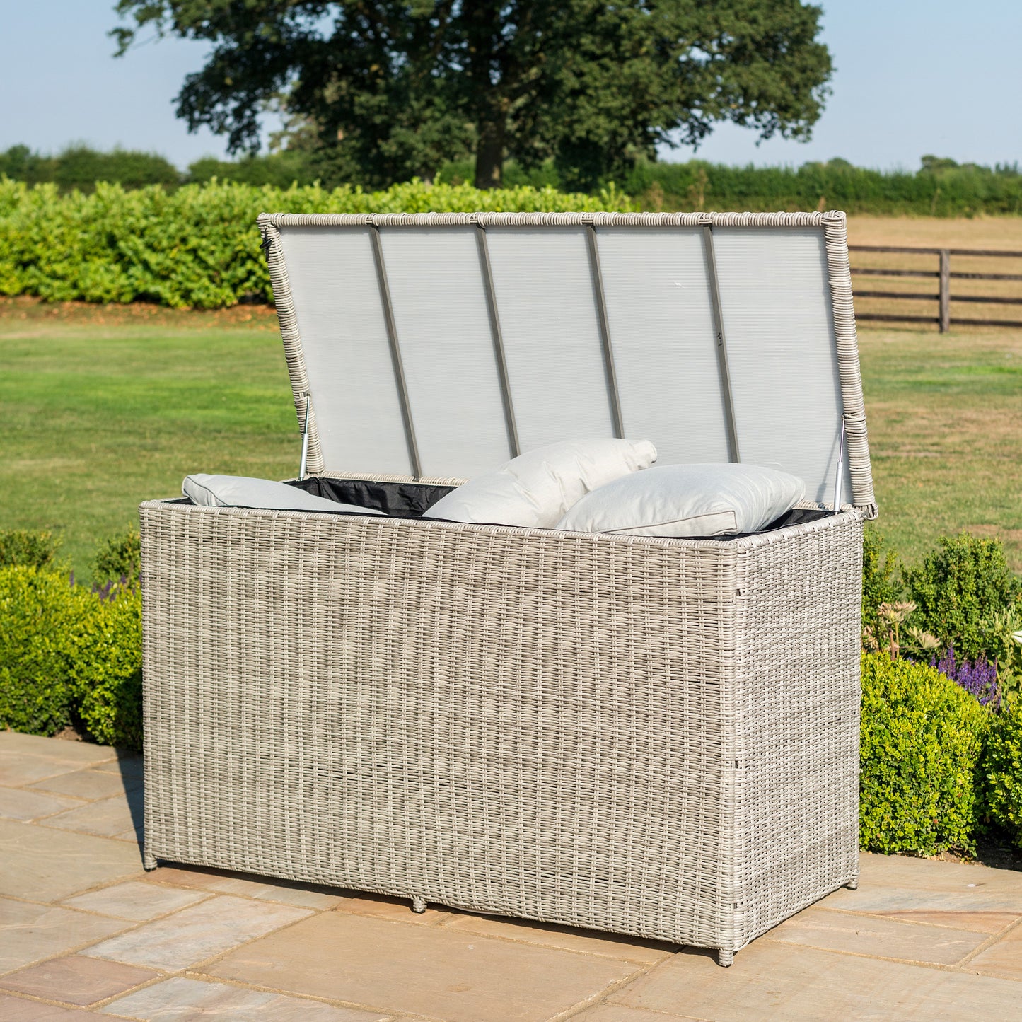 Maze Oxford Grey Rattan Large Outdoor cushion storage box