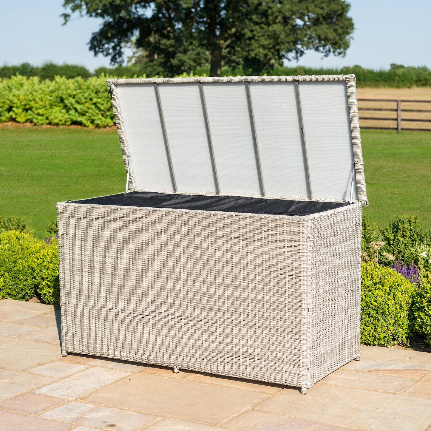 Maze Oxford Grey Rattan Large Outdoor cushion storage box